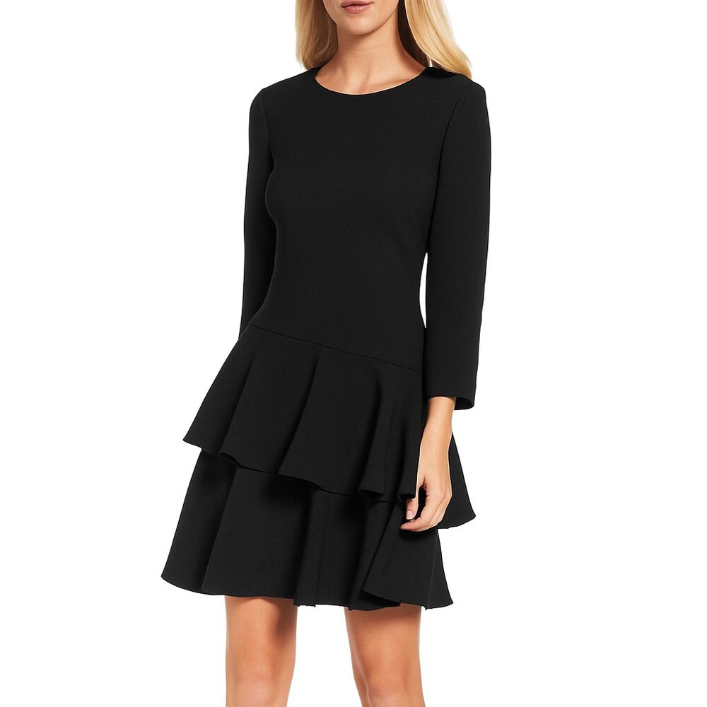 Black Mini Dress with Ruffle Detail